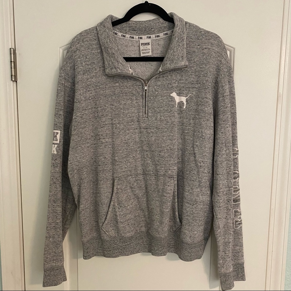PINK Gray 1/4 Zip Pullover - Size Large